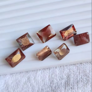 Pierre précieuse naturelle d'Oregon, Sunstone, taille princesse et champagne, magnifique, multicolore, forme octogonale, pierre brute pour la création de bijoux. - Product Image 2