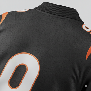 เสื้อฟุตบอลสไตล์โปโลพรีเมียม – ชุดกีฬาพร้อมปักชื่อและหมายเลขตามสั่ง สีดำ - Product Image 3