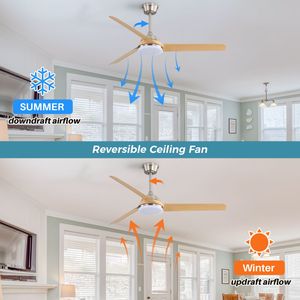 Ventilatore da Soffitto da 52 Pollici con Luce LED 22W e Telecomando, 5 Pale in ABS per Soggiorno - Product Image 4