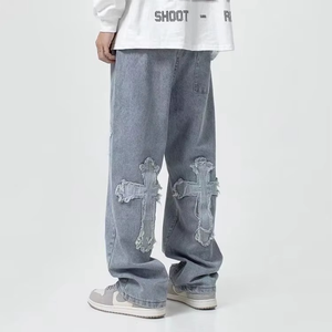 Jeans de Hombre Estilo Hip Hop, Bordados, Anchos y Holgados, Pantalones Vaqueros de Moda Urbana - Product Image 2