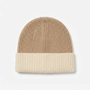 Gorro de Punto Acanalado Beige Personalizado con Puño, Gorro Cálido de Invierno con Logotipo Bordado - Product Image 2