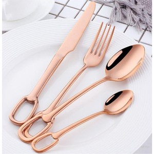 Juego de Cubiertos de Lujo en Oro Rosa, Acero Inoxidable 18/10, Juego de Cubiertos con Mango de Estribo, Cuchara, Tenedor y Cuchillo para Hotel, Restaurante, Boda - Product Image 6