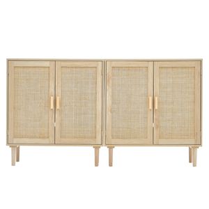 Set of 2 Rattan <b>Storage</b> Cabinets Adjustable <b>Sideboard</b> Buffet with 4 Magnetic Doors and Shelves for Hal <b>Sideboards</b> - Product Image 1