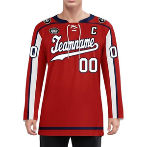 เสื้อฮอกกี้น้ำแข็งพิมพ์ลายแบบซับลิเมชั่น โพลีเอสเตอร์ 100% ผลิตตามสั่ง ผู้ผลิต OEM ปากีสถาน ขายส่ง ส่งออกไปยังสหรัฐอเมริกา สำหรับผู้ซื้อ ชุดทีม จำนวนมาก - Product Image 5