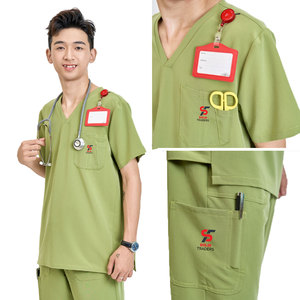 Tenue médicale unisexe de qualité supérieure Solid Trader, tissu extensible quadridirectionnel, confortable, pour le personnel infirmier, vêtements de travail, uniforme d'hôpital - Product Image 3