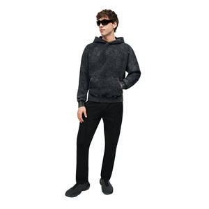 Sweat à capuche 100 % coton pour homme, lavage acide, manches longues, poche, polaire doux, OEM, taille, couleur et logo personnalisables, séchage rapide, hiver - Product Image 2