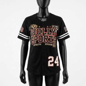 Maillot de baseball pour femme en polyester respirant, avec empiècements à rayures noires et blanches, logo personnalisé par transfert thermique, maillot de baseball en coton pour femme - Product Image 1