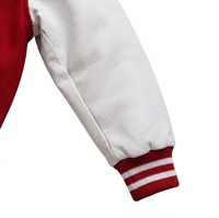 Veste universitaire rouge et blanche, style baseball, boutons pression sur le devant, bordure côtelée, manches contrastées, veste universitaire décontractée pour hommes