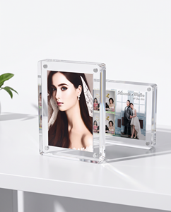 Modern Square & Heart Eco-Friendly Acrylic Magnetic <b>Photo</b> <b>Frame</b> with <b>Multiple</b> Sizes (8.5x11 to 4x6 Inches) - Product Image 5