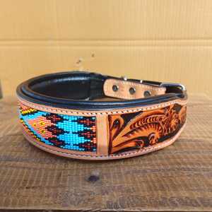 100% American Cow <b>Leather</b> Dog Collar Premium Quality Woven Work Top Solid Pattern Padded <b>Rivet</b> Customized Color Customized Brand - Product Image 6
