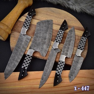 Professional Damascus Steel Kitchen <b>Knife</b> <b>Set</b> with Black and White Pattern Handle Professional Hunting <b>Knives</b> By A&M Enterprises - Product Image 3