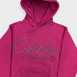 Sudadera con Capucha Extra Grande con Cierre, Forro Polar de Algodón, Estampado Brillante, Logotipo con Pedrería en la Parte Delantera, Unisex, Ropa Casual de Invierno - Product Image 4