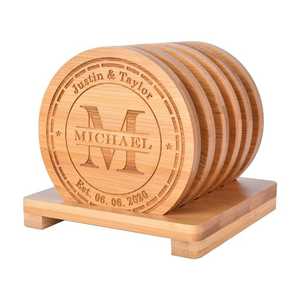 Juego de posavasos de madera con grabado láser de runas de espada de fantasía, con soporte, tapete redondo de arce para bebidas, almohadilla para tazas de café, protector de superficie de mesa - Product Image 2