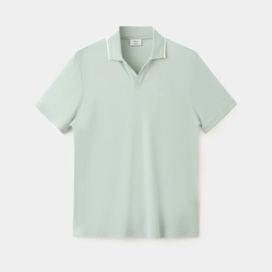 T-shirt décontracté pour homme en coton tricoté respirant, vert vif, écologique, à séchage rapide, à manches courtes, avec design à franges, idéal pour le sport - Product Image 1