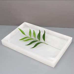 Plateau de rangement rectangulaire moderne en marbre naturel – Organisateur décoratif élégant pour la maison et la coiffeuse - Product Image 5