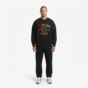 Sudadera Personalizada OEM de 240 g/m², 100% Algodón Jersey, Transpirable, con Hombros Caídos, Cuello Redondo, Estilo Vintage, Talla Grande para Hombre - Product Image 1