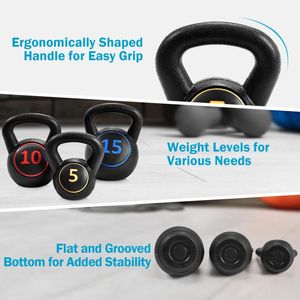 Set di 3 Kettlebell da 5 Libbre, 10 Libbre e 15 Libbre per Allenamenti a Casa - Product Image 6