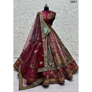 ชุดเจ้าสาวอินเดียกำมะหยี่คอลเลกชันสำหรับเจ้าสาวกับงาน zarkhan โดย fabzone - Product Image 3