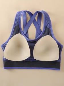 Women's Seamless <b>Cross</b> Back Sports Bra | Crisscross Strap Workout Crop <b>Top</b> | Nylon Spandex Padded Gym Fitness Activewear - Product Image 5