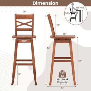 Set di 2 Sgabelli da Bar Moderni in Acciaio, Sedie Girevoli Alte 76 cm con Poggiapiedi per Cucina e Sala da Pranzo - Product Image 3