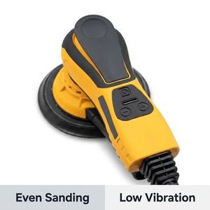 Ponceuse électrique silencieuse sans balais de 6 pouces, 350 W, vitesse variable 4000-10000 tr/min, tampon auto-agrippant, cordon de 5 m pour la réparation de cloisons sèches et de carrosseries automobiles - Product Image 3