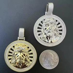Colgante de Lujo Hip Hop Iced Out de Plata 925 con Baño de Rodio y Moissanita de Corte Brillante Redondo, el Más Vendido, Joyería Unisex para Fiestas - Product Image 1
