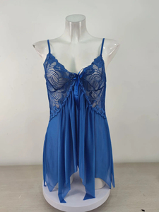 Camisón de encaje y gasa color verde azulado para mujer, sin mangas, sexy, para verano, hasta la rodilla, de color liso, con tirantes, tipo body - Product Image 5