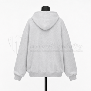 Sweat à capuche oversize zippé avec applique étoile en jean, unisexe, décontracté, en coton French Terry, pour l'automne - Product Image 2