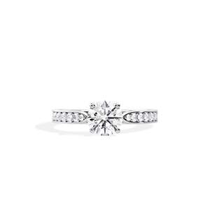 Round Brilliant Cut Diamond Engagement Ring Prong Setting Women's Floral Fine Jewelry - Product Image 1