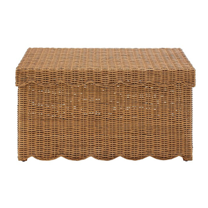 Premium Rattan <b>Storage</b> <b>Basket</b> With Scalloped Lid, <b>Large</b> Handcrafted Wicker Bed End Trunk Organizer Manufacturer Vietnam - Product Image 1