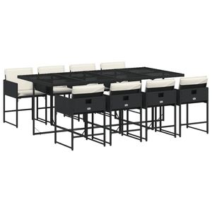 Juego de Comedor para Jardín en Negro y Blanco Crema - Product Image 2