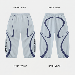 Pantalon coupe-vent en coton 100% premium 110 GSM, tissu léger résistant à l'eau, design à panneaux incurvés, détail transfert thermique - Product Image 1