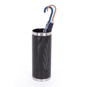 Porte-parapluie décoratif en métal résistant à la rouille, organisateur cylindrique peu encombrant pour parapluies longs et pliables, cannes et bâtons - Product Image 2