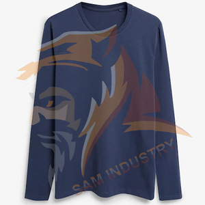 T-shirts pour hommes 100 % coton en gros, personnalisables, grandes tailles, à manches longues, en jersey uni, respirants - Product Image 4