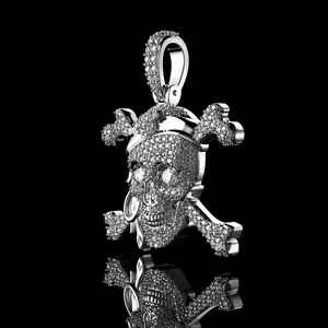 Pendentif Tête de Mort Caraïbienne en Moissanite Ronde Sertie de Pierres, Style Hip Hop, en Argent 925, Bijoux Fins, Pendentifs et Breloques - Product Image 4