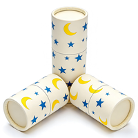 Emballage en tube de papier rose personnalisable avec impression lune et étoiles, boîte cadeau cylindrique écologique pour lotion et cosmétiques