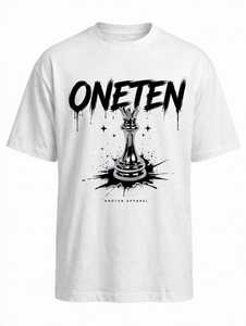Camiseta Blanca de Manga Corta para Hombre ONETEN con Estampado de Rey de Ajedrez, Estilo Urbano, Cuello Redondo, Corte Holgado, Tela Jersey - Product Image 5