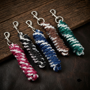 Corde de trelage pour cheval en nylon tressé fait main, motif noir et blanc, avec mousqueton métallique - Product Image 3