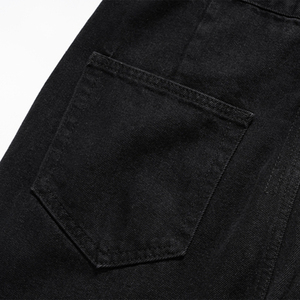 Jean évasé pour homme en denim de coton, couleur personnalisable, taille mi-haute, coupe ample, décontracté, délavé, couleur unie, pour soirée, automne - Product Image 5