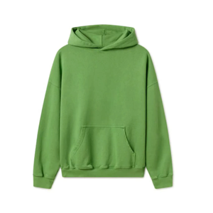 เสื้อฮู้ดผู้ชายสีเขียวล้วนสำหรับฤดูหนาว แบบสวมหัว มีกระเป๋าจิงโจ้ แขนยาว ผ้าฝ้ายฟลีซ 100% ราคาขายส่ง - Product Image 1