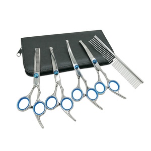 Kit Profesional de Tijeras de Acero Inoxidable para Peluquería Canina, Incluye Tijeras de Entresacar Curvas y Rectas - Product Image 2