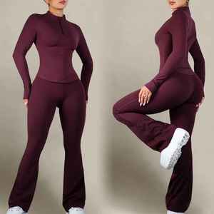 Ensemble de vêtements de sport respirants avec logo personnalisé, leggings longs pour le yoga, ensemble de pantalon et soutien-gorge de fitness pour femmes - Product Image 6