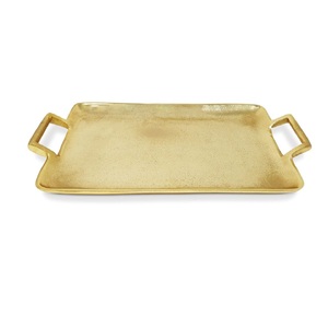 Great Quality Aluminum Golden Snack Serving <b>Tray</b> Handmade Kitchenware Dining Table Food and <b>Drinks</b> Serving <b>Trays</b> With Handle - Product Image 5
