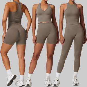 Ensemble de vêtements de sport sans couture pour homme, haut à col haut, veste à manches longues, short taille haute, leggings, séchage rapide, vêtements de sport écologiques - Product Image 4