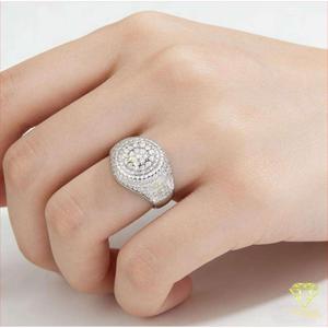 Anillo de lujo con diamantes cultivados en laboratorio, plata 925, diseño redondo en racimo, para compradores mayoristas de joyería premium. - Product Image 4