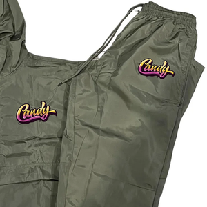 Conjunto de Chándal con Capucha Candy, Chaqueta Verde Oliva con Cremallera Completa y Logotipo, Ropa Casual Ligera y Resistente al Viento para Primavera - Product Image 5