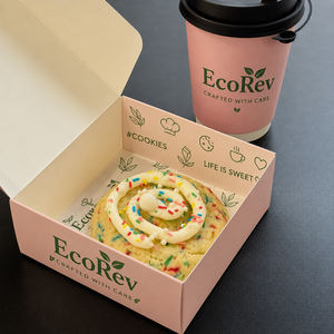 Factory Wholesale Eco-Friendly Biodegradable Foldable EcoRev Brand <b>Cookie</b> <b>Box</b> Packaging UV Coating Customized Logo Bakery <b>Box</b> - Product Image 4