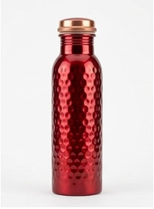 Botella de Agua de Cobre con Textura Martillada, Portátil, para Viajes, Diseño Moderno - Product Image 3