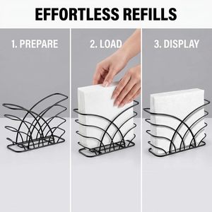 Black Napkin Holder Vertical Metal <b>Wire</b> <b>Basket</b> Decorative Paper Towel Dispenser Tabletop Cocktail Tissue Rack Dining Organizer - Product Image 4