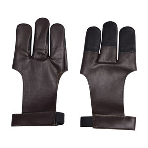 Gants de tir à l'arc en cuir marron et noir personnalisés à trois doigts, protection des doigts pour cordes de tir à l'arc, sangle de poignet réglable, pour arc classique et longbow de chasse - Product Image 6